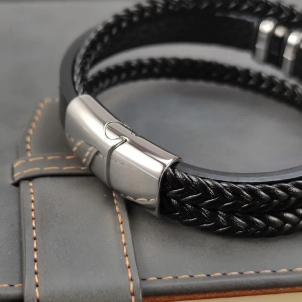 Браслет мужской кожаный STYLO черный плетеный 19-21 см (2885080570) Браслет мужской кожаный STYLO черный плетеный 19-21 см (2885080570)