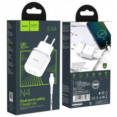 Сетевое зарядное устройство Hoco N4 Aspiring 2USB 2.4A Type-C Белый (38804)