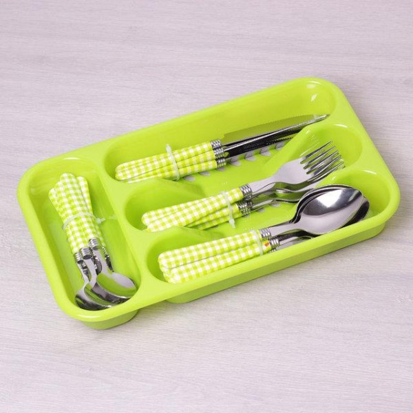 Набір столових приборів Kamille Elegance Set 24 предмета і підставка пластикова (134904)