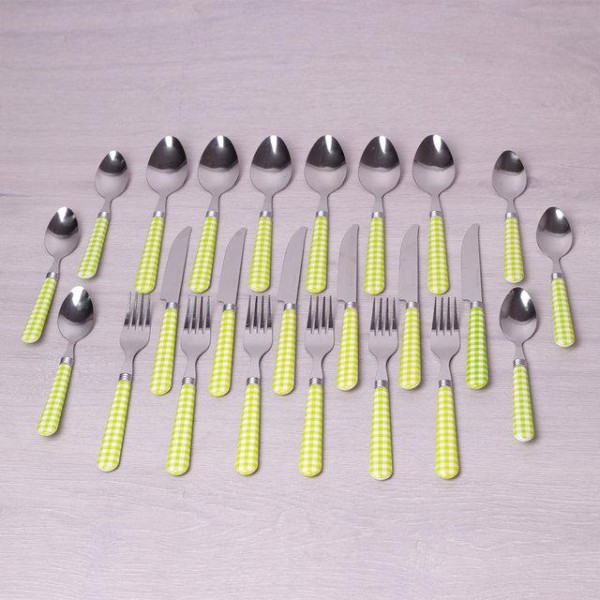 Набір столових приборів Kamille Elegance Set 24 предмета і підставка пластикова (134904)