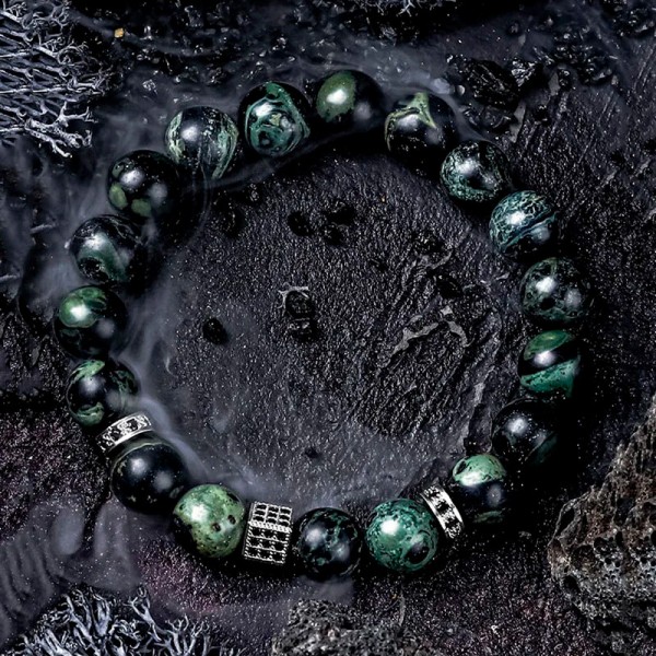 Браслет мужской из натурального камня EMERALD зеленый (2094358092)