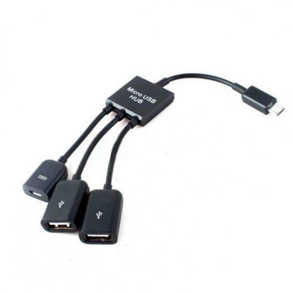 MicroUSB OTG 3-портовый хаб, адаптер для зарядки (38814)