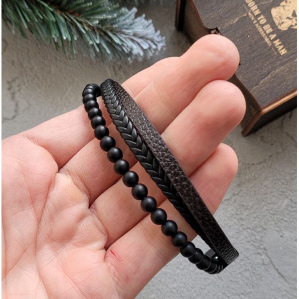 Браслет мужской кожаный BOORBON BRWN черный 17-19 см (длина 21 см) (2520748926) Браслет мужской кожаный BOORBON BRWN черный 17-19 см (длина 21 см) (2520748926)