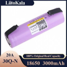 Аккумулятор 18650, LiitoKala 30Q-N, 3000mAh, с контактами под пайку Оригинал (107624)