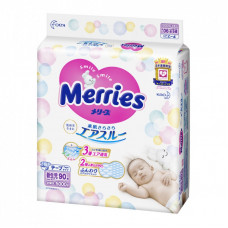 Подгузники Merries для новорожденных Merries NB 0-5 кг 90 шт (4901301230782)