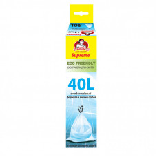 Пакеты для мусора Помічниця С затяжками Бактерицидные Eco Friendly Supreme 40 л 12 шт. (4820212005862)