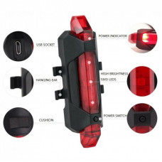 Задняя велофара Velotrade габаритный задний BC-TL5411 красный 5 светодиодов USB (LTSS-018)
