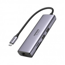 Концентратор Ugreen USB3.1 Type-C to HDMI/USB 3.0x2/RJ45/SD/TF/PD 100W CM512 (60515)