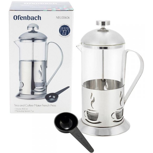 Френч-прес Ofenbach Tea Time 800мл з мірною ложкою (110534) Френч-прес Ofenbach Tea Time 800мл з мірною ложкою (110534)