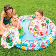 Intex Бассейн 59460 NP "Звезды" Круг, детский, 2 кольца, цветной с набором, размером 122х25см, 150л, от 2-х лет (107834)