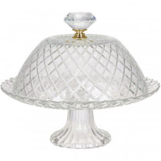 Тортівниця скляна "Crystal Glass" Ø24см зі скляним ковпаком (111354)