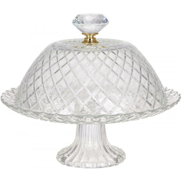 Тортівниця скляна "Crystal Glass" Ø24см зі скляним ковпаком (111354)