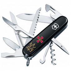 Нож Victorinox Huntsman Army 91 мм Чорний Емблема ЗСУ + Тризуб ЗСУ золотий (1.3713.3_W1015u)