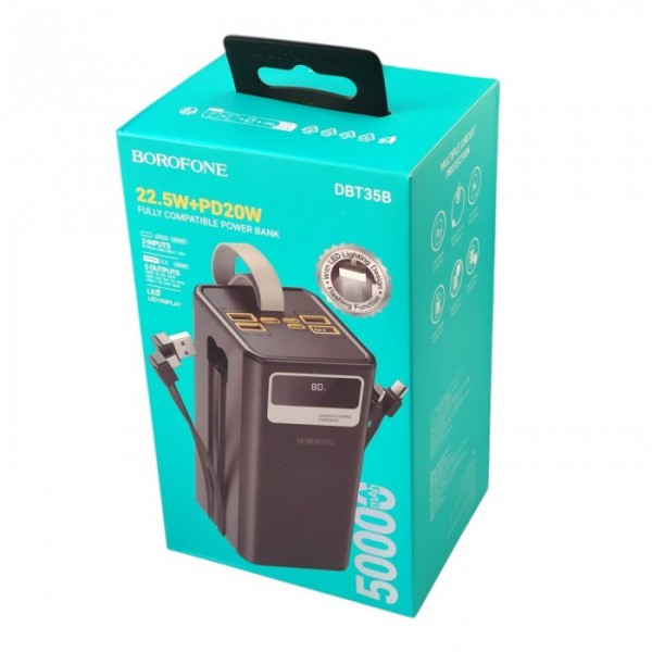Внешний аккумулятор Power bank BOROFONE DBT35B 50000mAh PD22,5W+быстрая зарядка батарея зарядка Черный (107954) Внешний аккумулятор Power bank BOROFONE DBT35B 50000mAh PD22,5W+быстрая зарядка батарея зарядка Черный (107954)