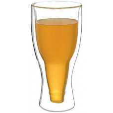 Стакан пивний "Beer Bottle" 350мл з подвійними стінками, скляна термокружка (109954)