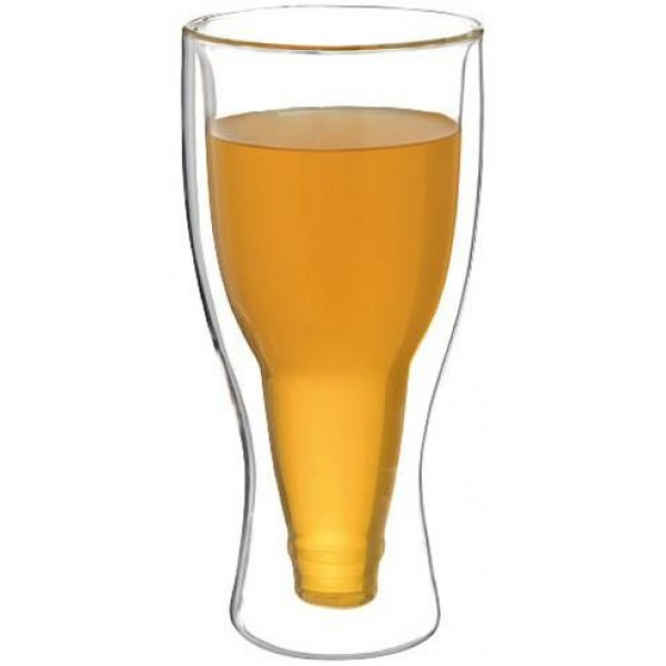 Стакан пивний "Beer Bottle" 350мл з подвійними стінками, скляна термокружка (109954)
