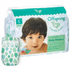 Подгузники Offspring Размер L (9-13 кг) 36 шт, Листочки (9355465009978) (DP-OI-FAT-L36P-LEA)