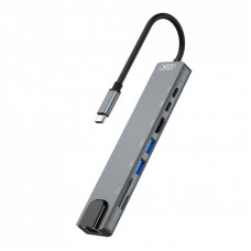 Концентратор XO 8-in-1 Dock USB-C (USB/USB-C PD/HDMI 4K/SD/TF/RJ45) (XO-HUB003SL)