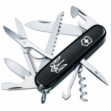 Нож Victorinox Huntsman Ukraine 91 мм Чорний Тризуб готичний білий (1.3713.3_T0630u)