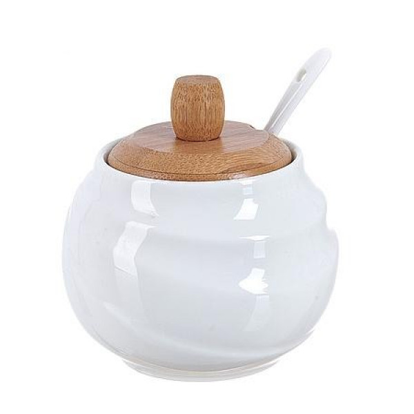 Цукорниця Ceram-Bamboo 300мл з ложкою і бамбуковою кришкою (111564)