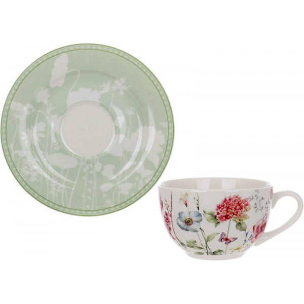 Чайний порцеляновий набір Flower Garden 2 чашки 280мл із блюдцями (133764)