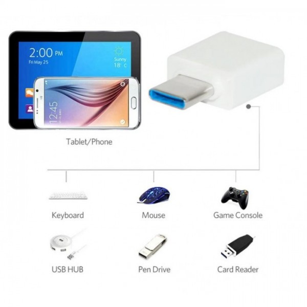 OTG переходник USB Type-C USB адаптер / OTG адаптер Белый (136074) OTG переходник USB Type-C USB адаптер / OTG адаптер Белый (136074)