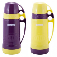 Термос Kamille Glass Violet 1000мл дзеркальна колба і 2 чашки (114174)