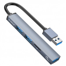 Концентратор Orico USB-A to USB3.0, 2xUSB2.0, TF (AH-A12F-GY-BP) (CA913770)