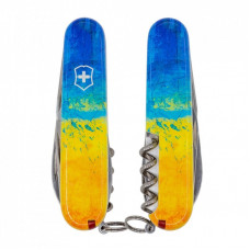Нож Victorinox Huntsman Ukraine 91 мм Жовто-синій малюнок (1.3713.7_T3100p)