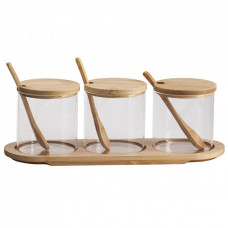 Емкость для сыпучих продуктов Viva Bamboo Набір 3 х 350 мл підставка+ложка (R350/4)