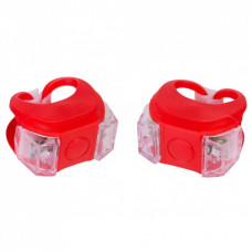Комплект велофар Velotrade мигалка 2шт BC-RL8002 белый+красный свет LED, красный корпус (L-015)