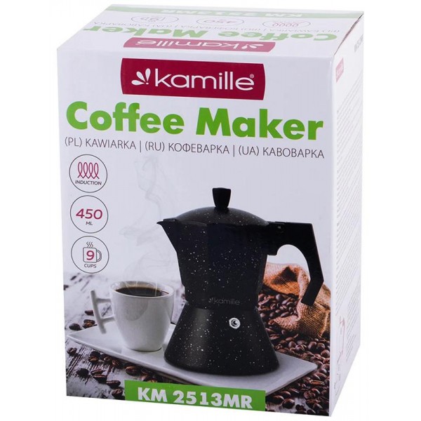 Кавоварка гейзерная Kamille Andel Black 450мл на 9 чашок (135784) Кавоварка гейзерная Kamille Andel Black 450мл на 9 чашок (135784)