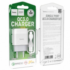 Зарядное устройство Hoco C72Q Glorious быстрая зарядка QC3.0 18W (1USB/3A) с кабелем Type-C Белый (75984)