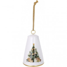 Підвіска декоративна "Christmas Bell" Ø15.5х24см, біла металева (134394)