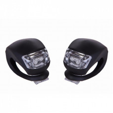 Комплект велофар Velotrade мигалка 2шт BC-RL8001 белый+красный свет LED, черный корпус (L-014)