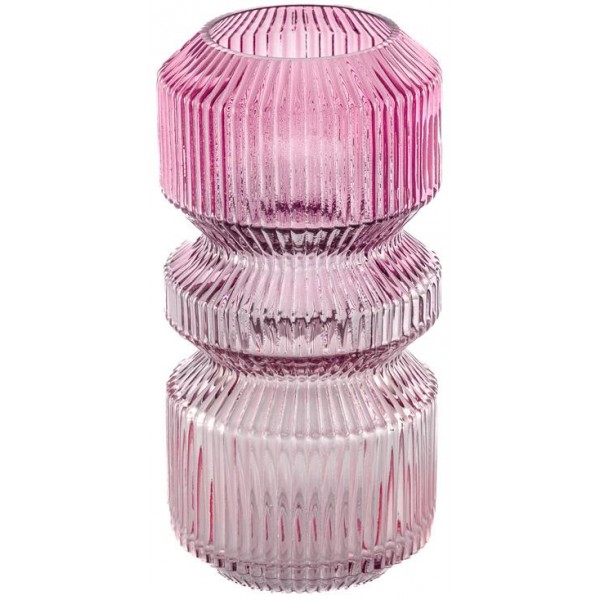Ваза для квітів "Ancient Glass Pink Colors" Ø13x25см, кольорова, відтінки рожевого (112305)