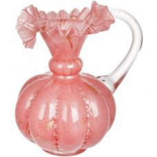 Ваза скляна "Roselle" 21см з ручкою, рожева (ручна робота) (134305)