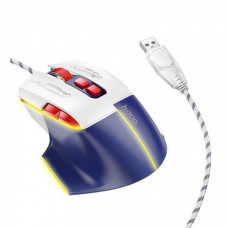 Игровая проволочная мышка HOCO GM31 Overlord luminous gaming 1200-3600DPI USB 1.4M для ПК/ноутбука с подсветкой Бело-Синяя (135705)