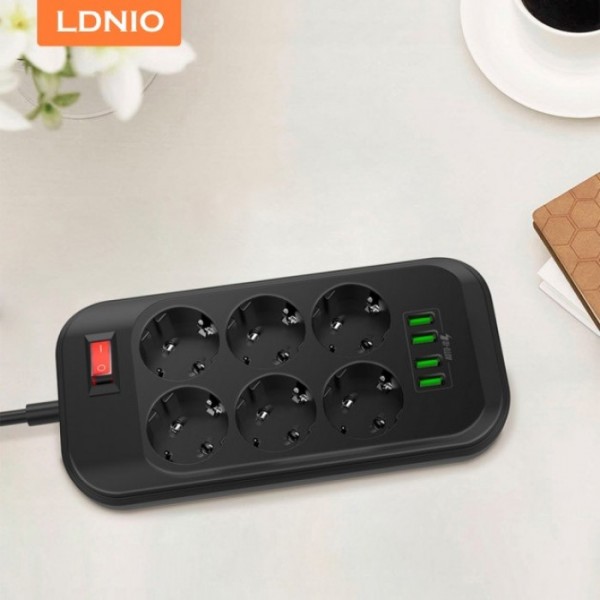 Сетевой фильтр-удлинитель LDNIO SE6403 6 розеток и 4 USB 2 м Чёрный (41805) Сетевой фильтр-удлинитель LDNIO SE6403 6 розеток и 4 USB 2 м Чёрный (41805)