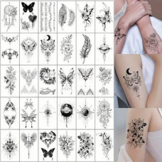 Набор временных тату «Черные мини» black-tattoo-mini-set-30 из 30 черных по 9,5 х 5,5 см