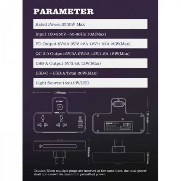 Сетевой разветвитель фильтр LDNIO SC2311 на 2 розетки 2 USB 3A + Type C (51015) Сетевой разветвитель фильтр LDNIO SC2311 на 2 розетки 2 USB 3A + Type C (51015)