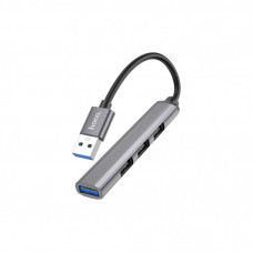 Концентратор HOCO USB to USB 3.0 + 3xUSB 2.0 metal gray (6931474765468)