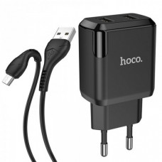 Зарядное устройство 220В 2 USB с кабелем USB - Micro USB Hoco N7 Speedy Чёрный (104625)