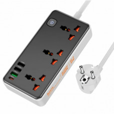 Сетевое зарядное устройство удлинитель HOCO AC8A 3 USB/ Type-C 3 розетки 1,5m PD/QC, 3A/30W (134035)