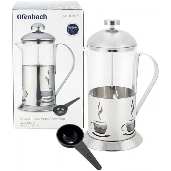 Френч-прес Ofenbach Tea Time 1000мл з мірною ложкою (110535) Френч-прес Ofenbach Tea Time 1000мл з мірною ложкою (110535)