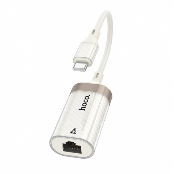 Адаптер переходник HOCO UA41B Crystal, Type-C to Ethernet RJ45 (100 Mbps) (133845)