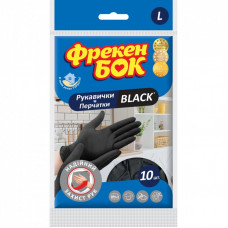 Перчатки хозяйственные Фрекен БОК Black Латексные L 10 шт. (4823071648928)