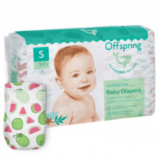 Подгузники Offspring Размер S (3-6 кг) 48 шт, Арбуз (9355465009206) (DP-OI-FAT-S48P-WML)