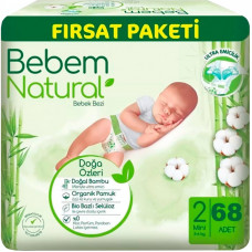 Подгузники Bebem Natural 2 mini 3-6 кг 68 шт (8690536831944)