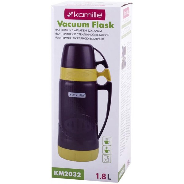 Термос Kamille Glass Violet 1800мл дзеркальна колба і 2 чашки (114175) Термос Kamille Glass Violet 1800мл дзеркальна колба і 2 чашки (114175)